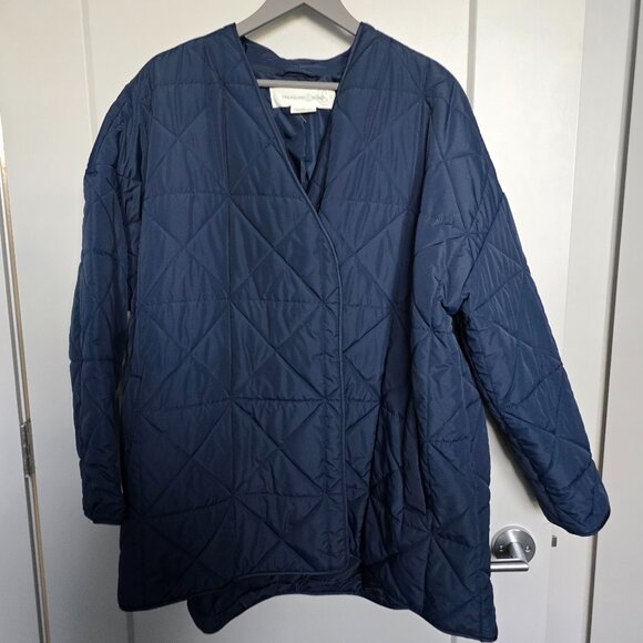 Navy Treasure & Bond Quilted Collarless Jacket 3X - Picture 2 of 13